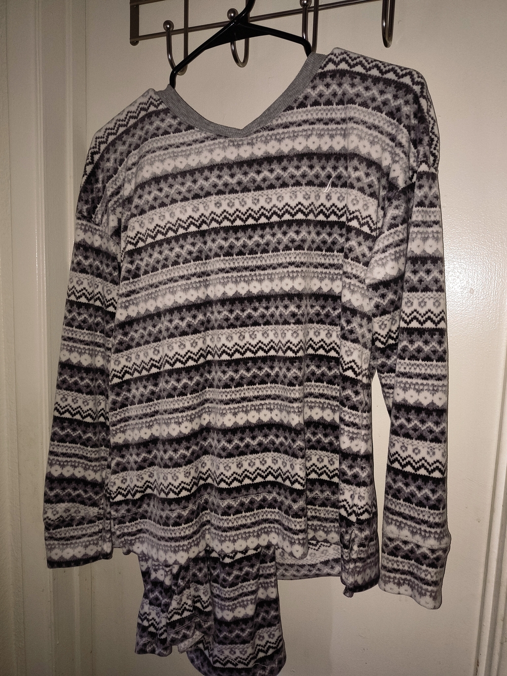 Nautica Black and White Fair Isle Pajama Set